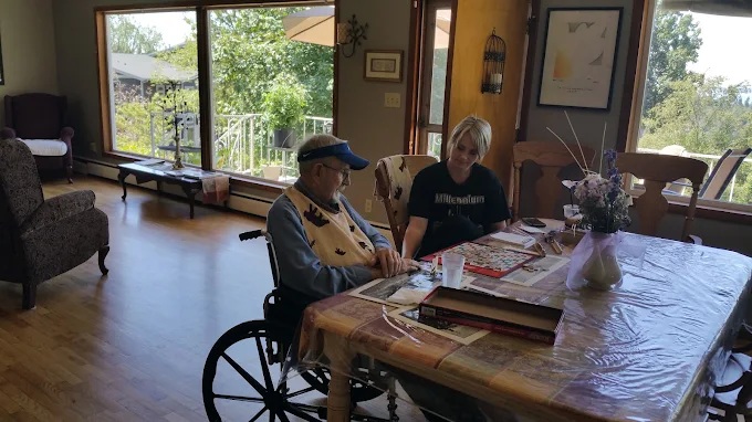 Assisted living daily engagement in the dining area